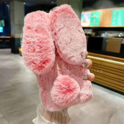 Cute Rabbit Velvet Plush Phone Case for iPhone