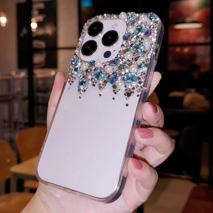 Handmade iPhone Case Minimalist Bling Diamond with Blue Crystals Case for iPhone 16 15 14 13 12 11 Plus Pro Max