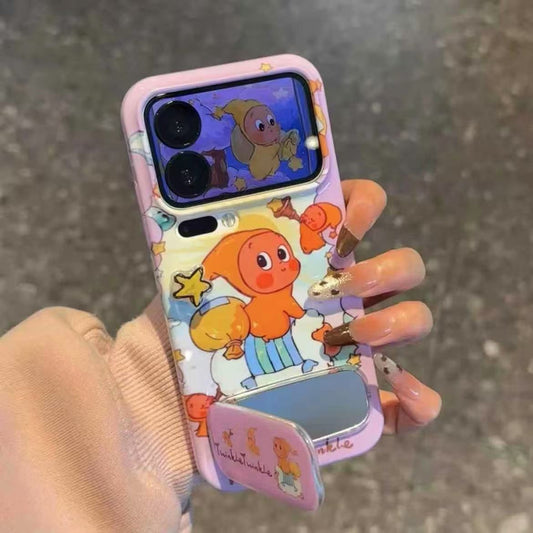 Cute Twinkle Cartoons Mirror Kickstand Case For iPhone 17 16 15 14 13 12 11 Pro Max Plus XR XS
