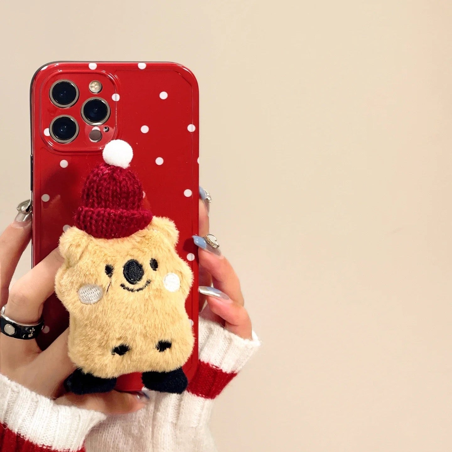 Christmas Polka Dot Plush Stand Phone Case