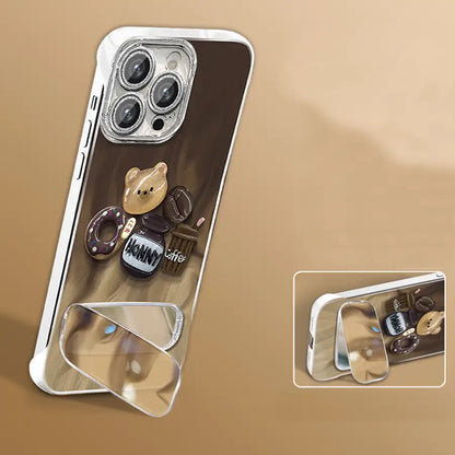 Foldable Mirror Stand Phone Case For iPhone Back Cover