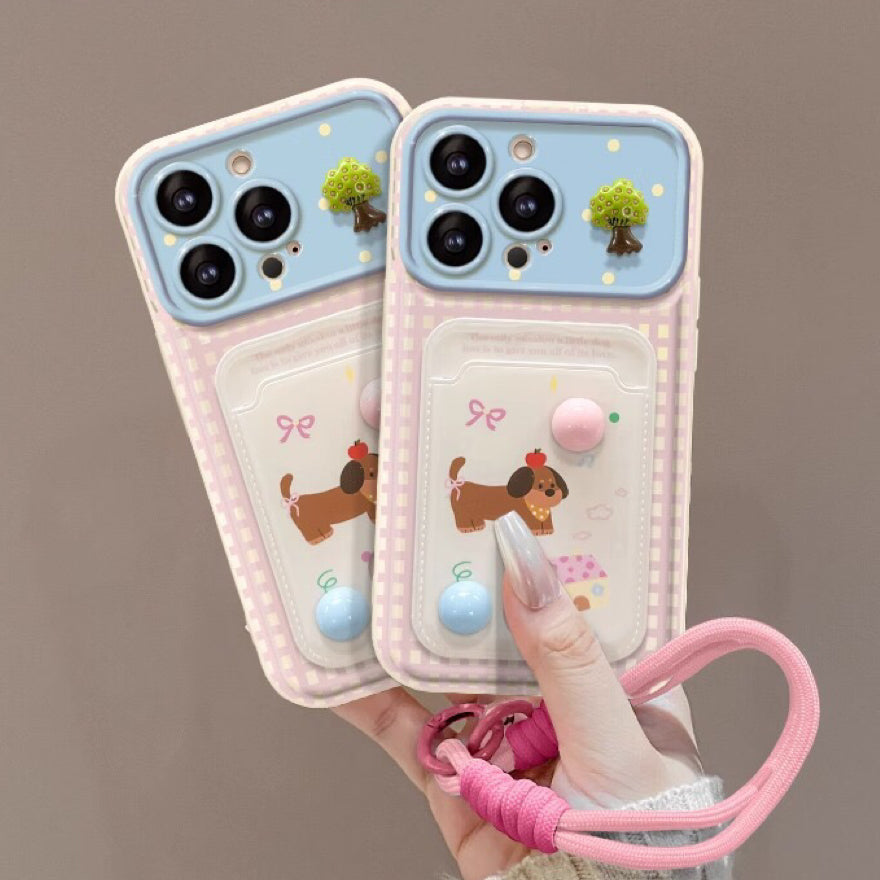 Cute Puppy Card Holder Flip Phone Case