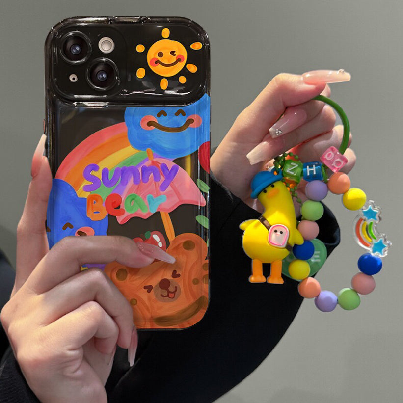Graffiti Bear Rainbow Duck Flip Phone Case