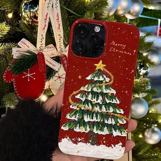Oil painting Christmas tree phone case