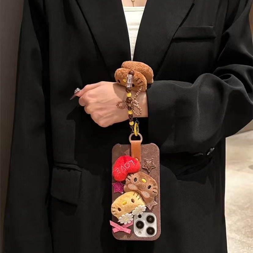 Plush KT crossbody chain phone case