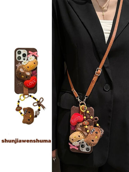 Plush KT crossbody chain phone case