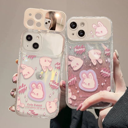 Pink bunny flip mirror phone case