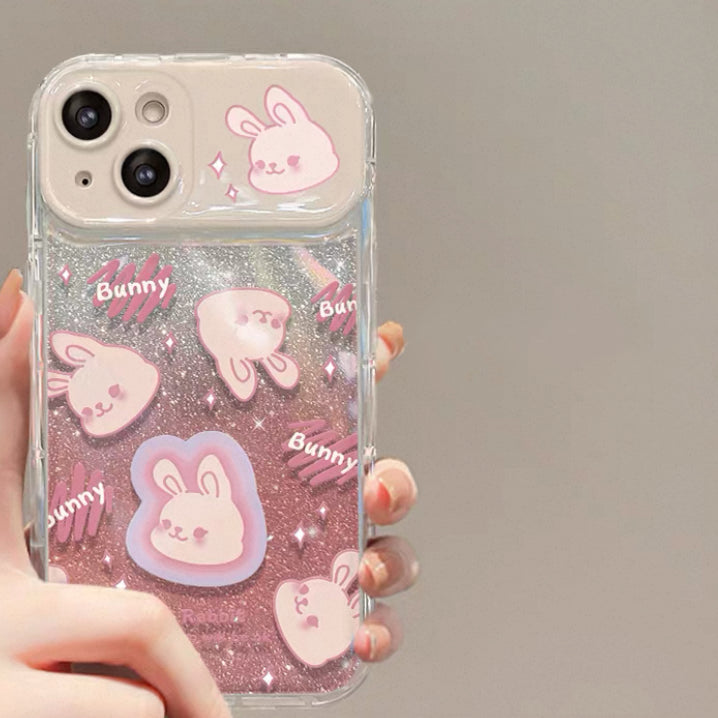Pink bunny flip mirror phone case