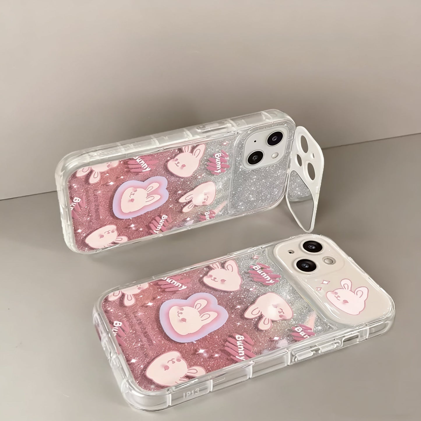 Pink bunny flip mirror phone case