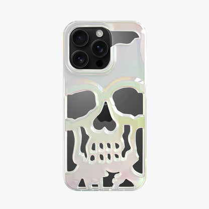Coque iPhone en TPU ajouré à motif crâne électroplaqué et givré