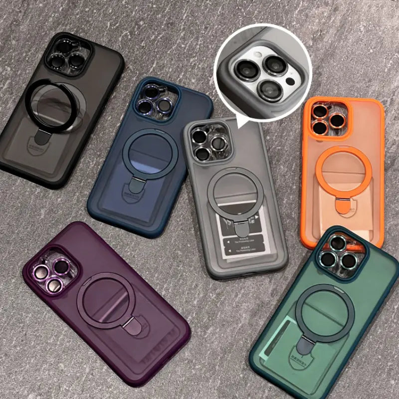 180° Rotating Grip Magsafe Phone Case For iPhone 17 16 15 14 13 12 11 Pro X Max 7 8 Plus With Free Lens Protector Magnetic Cover