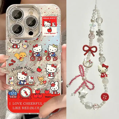Cute Kitty Phone Case For iPhone With Kitten Bracelet Back Cover