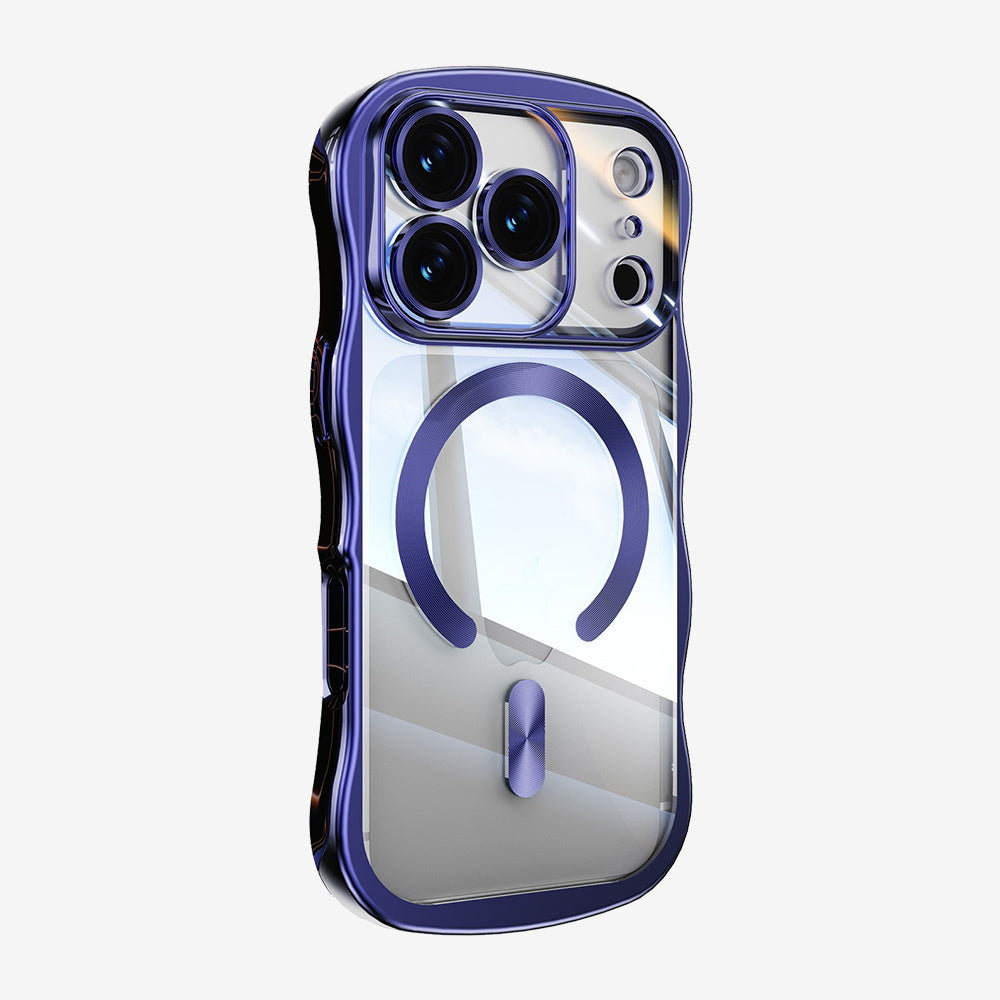 Étui pour iPhone à chargement magnétique électroplaqué en forme de vague