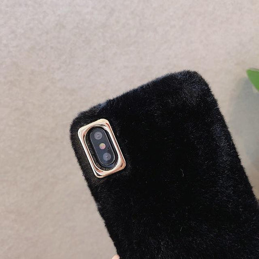 Simple Solid Color Winter Warm Short Plush Soft Protective Case for iPhone 17 16 15 14 13 12 11 Pro Max X Xr 7 8