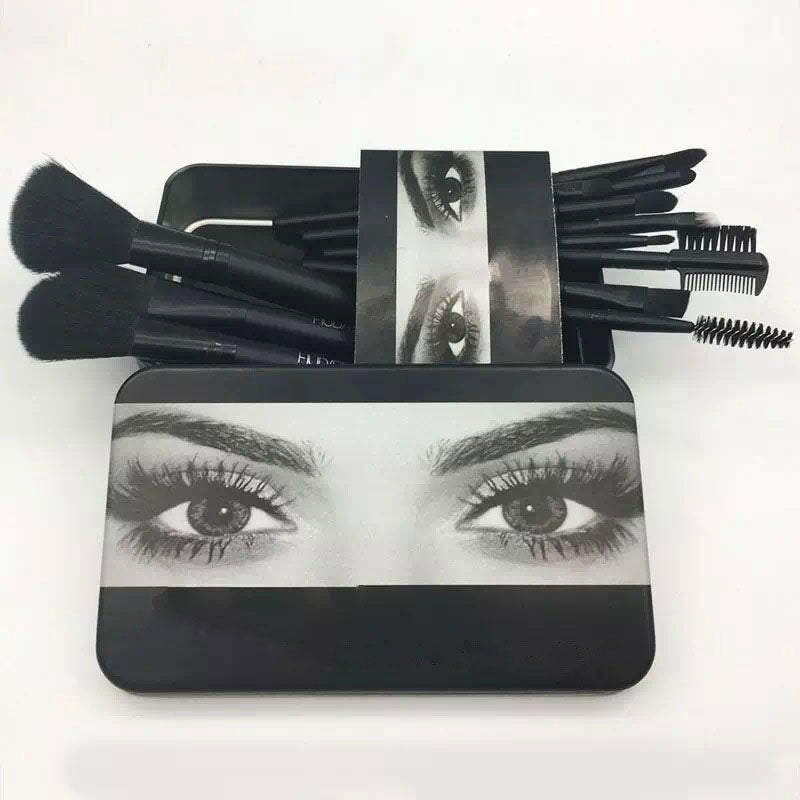 Newest 12pcs Makeup Brush Set With Iron Box Beauty Tools Loose Eyeshadow Brush