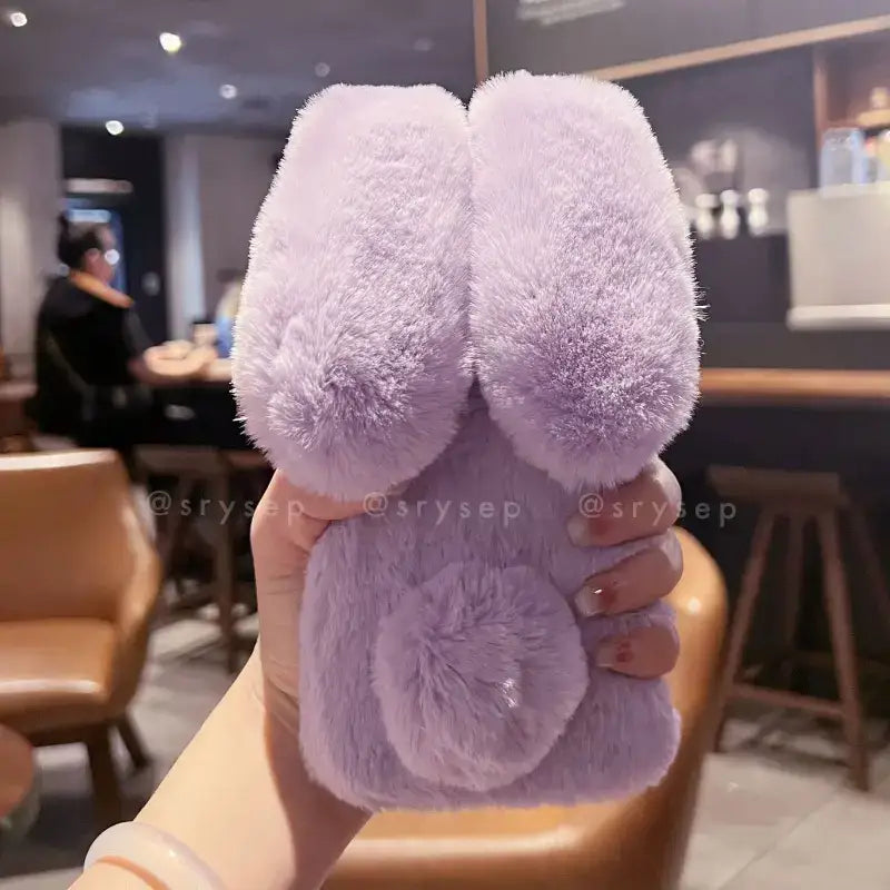 Cute Rabbit Velvet Plush Phone Case for iPhone