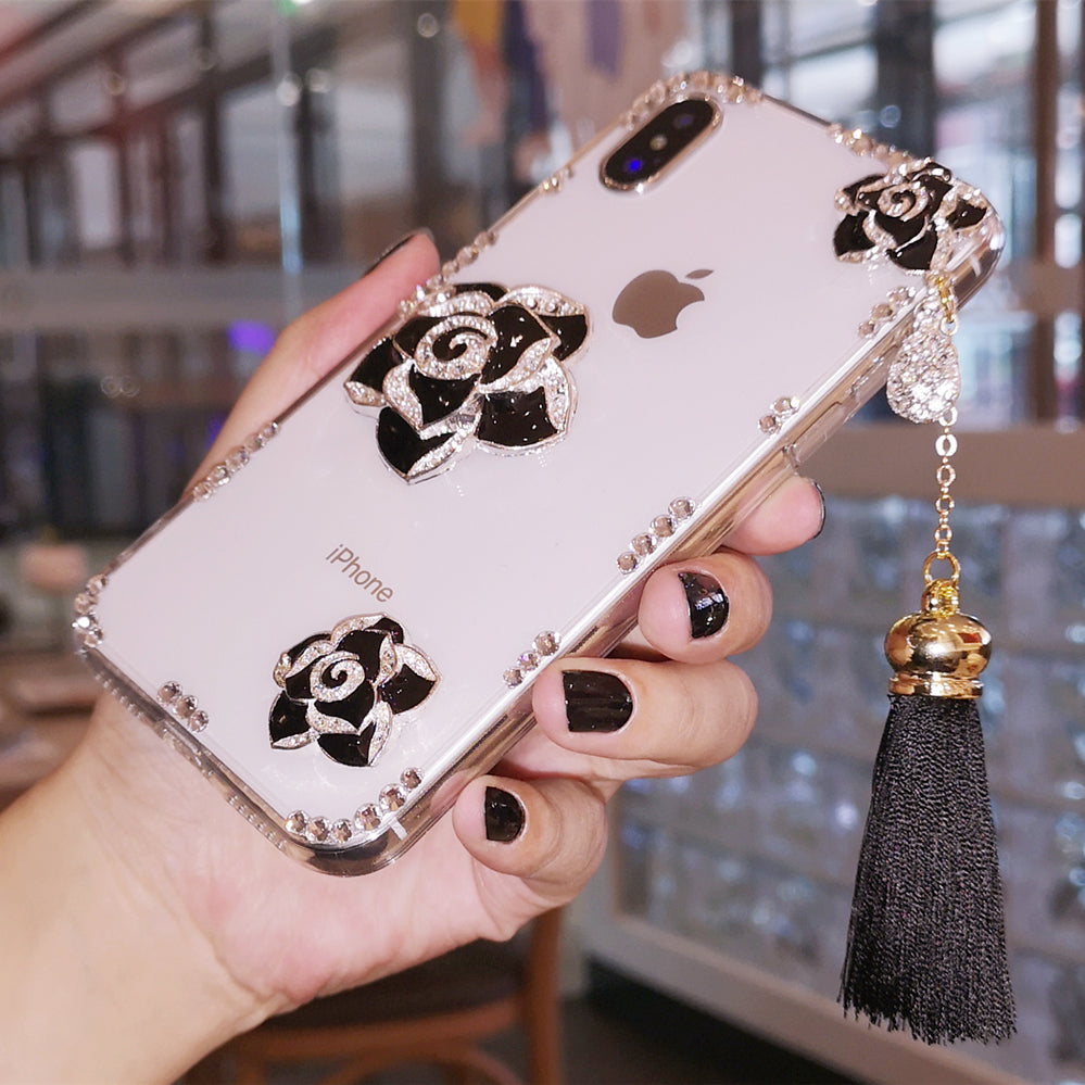 Handmade iPhone Case Minimalist Camellia Back Cover Case for iPhone 16 15 14 13 12 11 Plus Pro Max