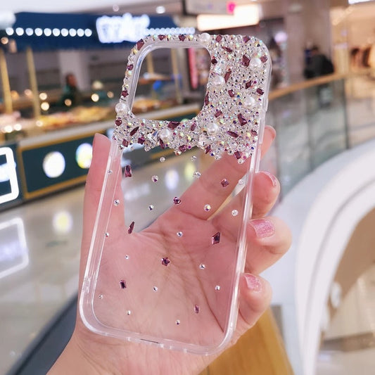 Handmade Minimalist Bling Purple Crystal iPhone Case for iPhone 16 15 14 13 12 11 Plus Pro Max