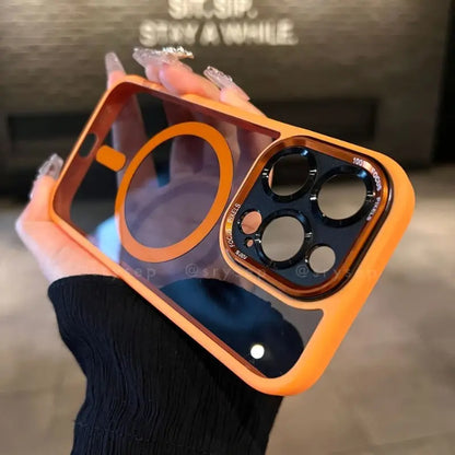 Candy Color Thickened Lens Protection Clear Magnetic Phone Case for iPhone