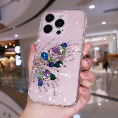 Coque iPhone minimaliste faite main avec strass et papillon en cristal coloré