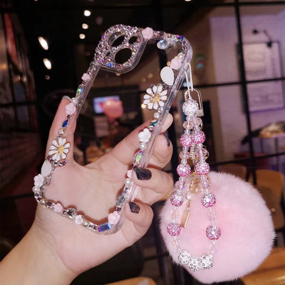 Coque iPhone faite à la main, minimaliste, ornée de diamants scintillants, avec coque arrière assortie.