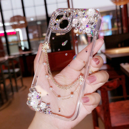 Handmade iPhone Case Minimalist Bling Diamond Case for iPhone 16 15 14 13 12 11 Plus Pro Max