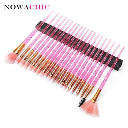 20Pcs Flash Diamond Makeup Brushes Powder Foundation Blush Blending Eyeshadow Lip Cosmetic Brush