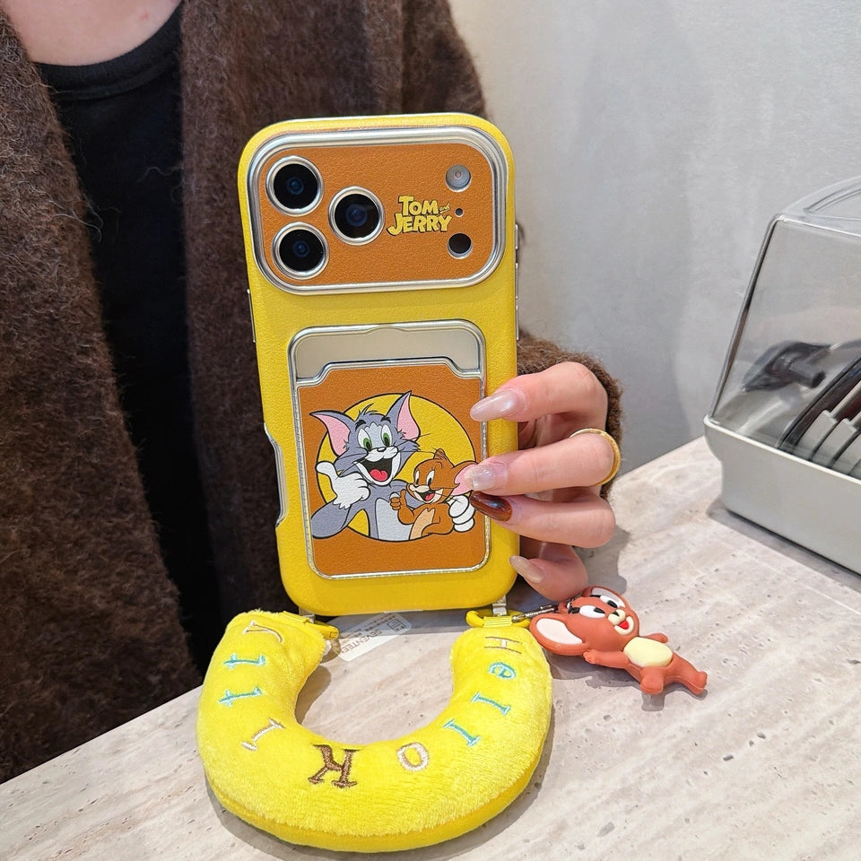 Cute Tom Cartoon Mouse Lanyard Phone Case for iPhone 17 Air 16 15 14 13 12 11 Pro Max Plus