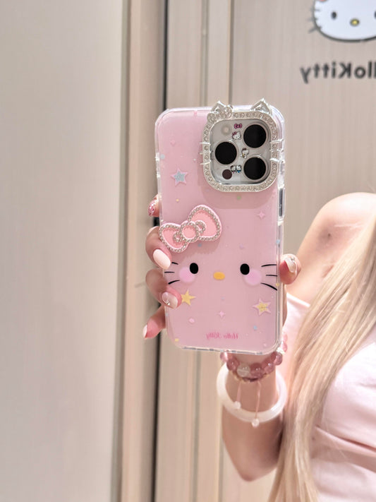 Kitty Pink Glitter Lens Cat Ears Cute Kawaii Phone Case