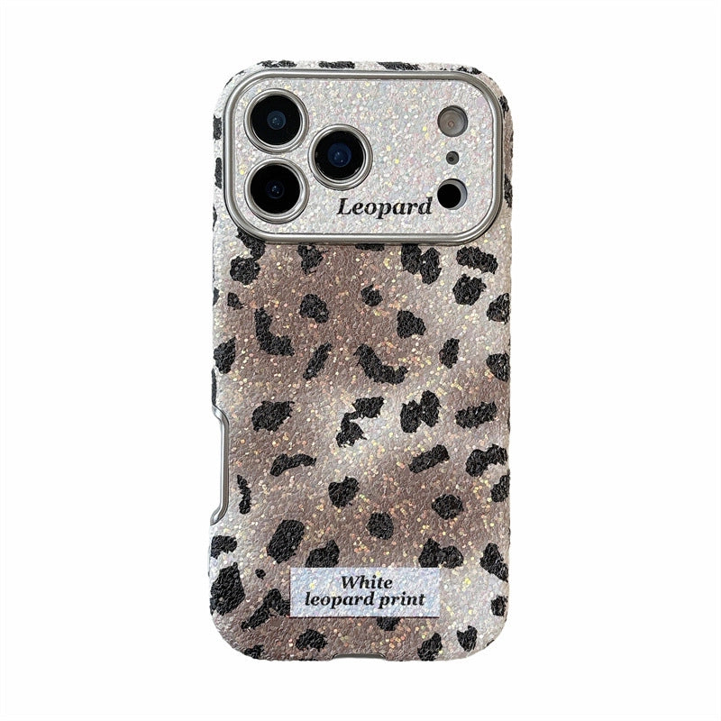 Pink Leopard Glitter Phone Case For iPhone 17 16 15 14 13 12 Pro Max Plus 11 XR
