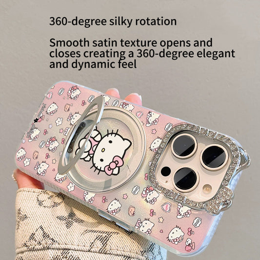 Pink Magnetic Rotating Stand Kitty Phone Case