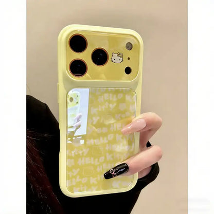 Cute Kitty Phone Case For iPhone 17 16 15 14 Pro Max Mirror Back Cover