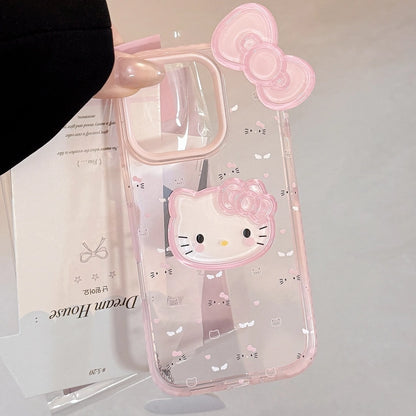 3D Bow Kitten Clear Phone Case for iPhone 17 Air 16 15 14 13 12 Pro Max Plus 11