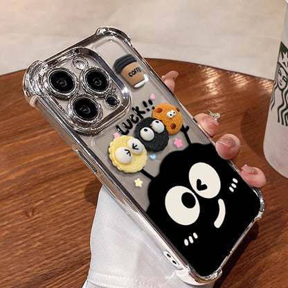 3D Cartoons Seimi Clear Phone Case for iPhone All 17 16 15 14 13 12 11 X 7 8 Series Models Thickened Corner Design