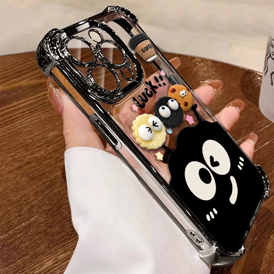 3D Cartoons Seimi Clear Phone Case for iPhone All 17 16 15 14 13 12 11 X 7 8 Series Models Thickened Corner Design