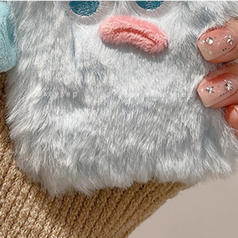 3D Monster with Mini Hairpin Velvet Plush Phone Case for iPhone