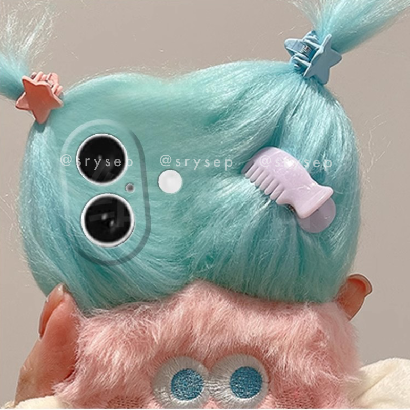 3D Monster with Mini Hairpin Velvet Plush Phone Case for iPhone