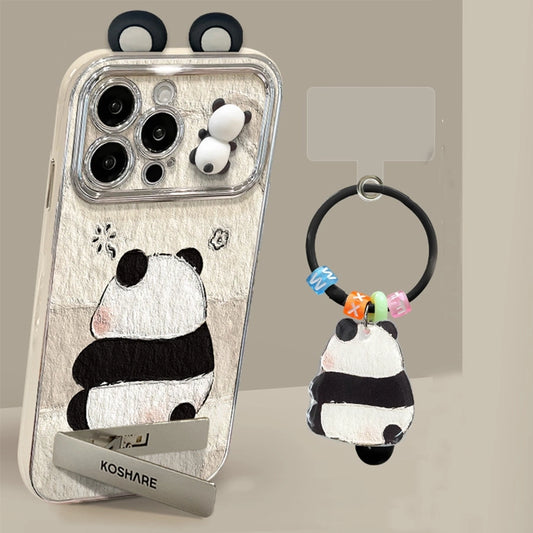 3D Panda Lens Protector With Charm Phone Case for iPhone All 17 16 15 14 13 12 11 X Series Models