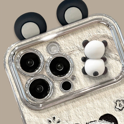 3D Panda Lens Protector With Charm Phone Case for iPhone All 17 16 15 14 13 12 11 X Series Models