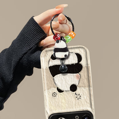 3D Panda Mirror Lens Protector Phone Case for iPhone All 17 16 15 14 13 12 11 X Series Models With Panda Charm