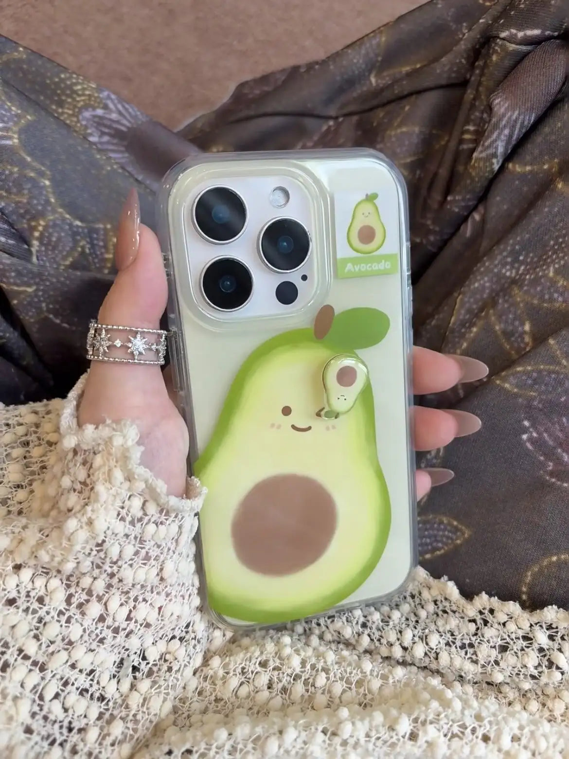 3D Rotating Fruit Widget Back Cover Clear iPhone Case