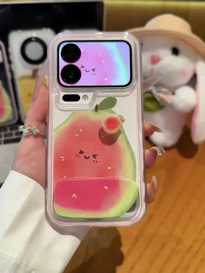 3D Rotating Fruit Widget Back Cover Clear iPhone Case