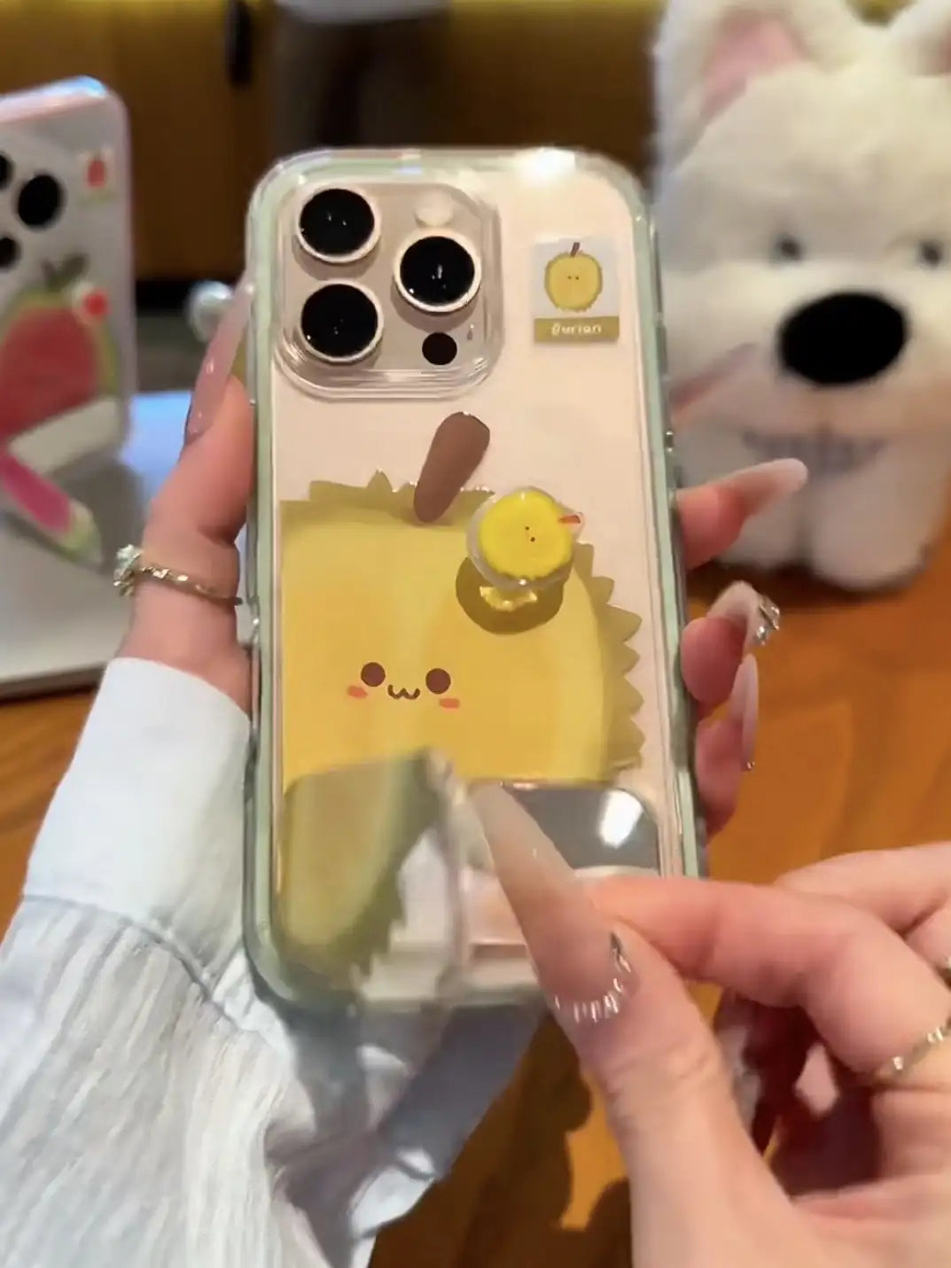 3D Rotating Fruit Widget Back Cover Clear iPhone Case