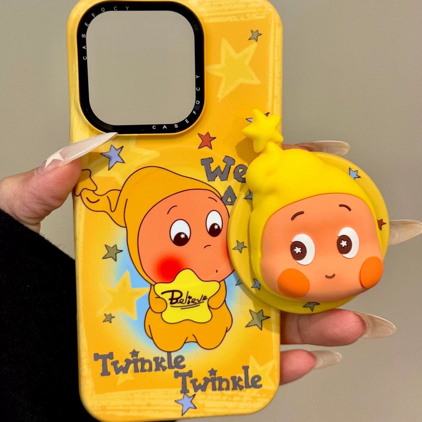 Rotating Star Big Head Cute Little Boy Magnetic Phone Case