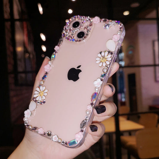 Handmade iPhone Case Minimalist Bling Diamond Back Cover Case for iPhone 16 15 14 13 12 11 Plus Pro Max