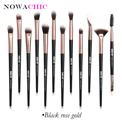 12pcs Pro Makeup Brushes Eyebrow Eyeshadow Eyeliner Blending Crease Kit Eyelash Brush