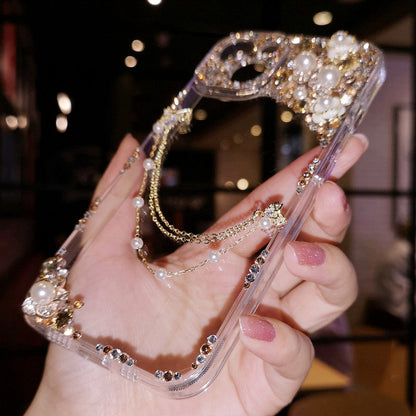 Handmade iPhone Case Minimalist Bling Diamond Back Cover Case for iPhone 16 15 14 13 12 11 Plus Pro Max