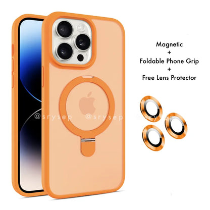 Magsafe Foldable Phone Grip Case and Free Lens Protector For iPhone 17 16 15 14 13 12 11 Pro X Max 7 8 Plus Magnetic Cover