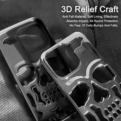 Coque iPhone en TPU ajouré à motif crâne électroplaqué et givré