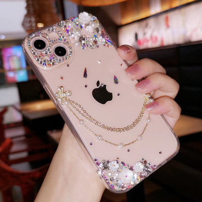 Coque iPhone faite main minimaliste à strass